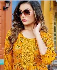 Yellowish Orange Rayon Short Kurti