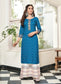 Blue and White Rayon Kurti with Palazzo