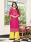 Pink and Yellow Rayon Kurti with Palazzo