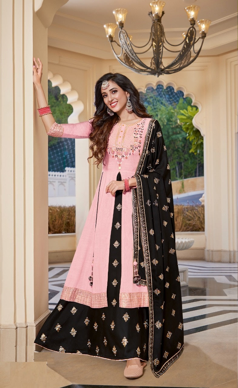 Party Wear Embroidered Kurta Plazo Women's Black Kurta Top Bottom Salwar  Kameez - Silk Dress… | Stylish dress designs, Designer dresses casual,  Trendy dress outfits