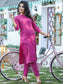 Magenta Embroidery Kurti with Pant