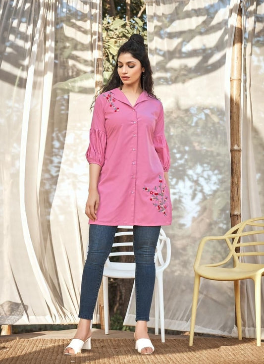 Pink Georgette Tunics Top