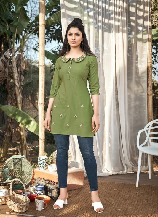 Green Georgette Tunics Top