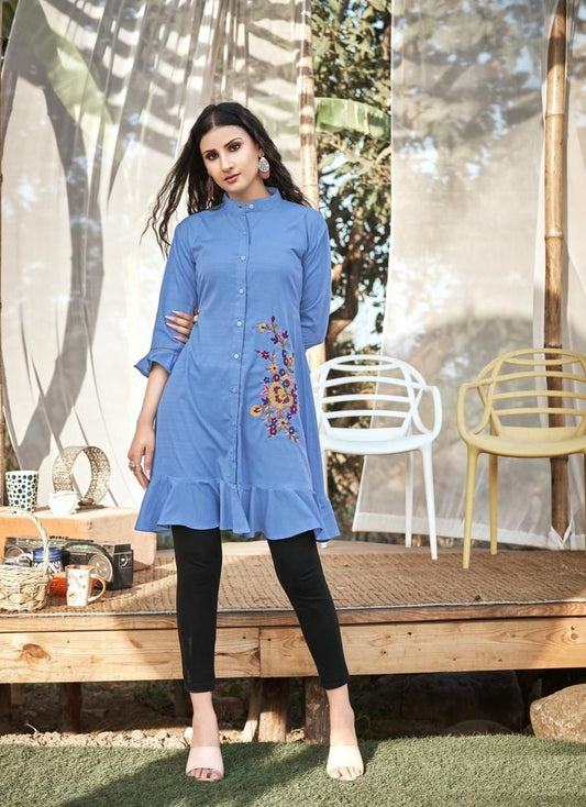 Blue Georgette Tunics Top