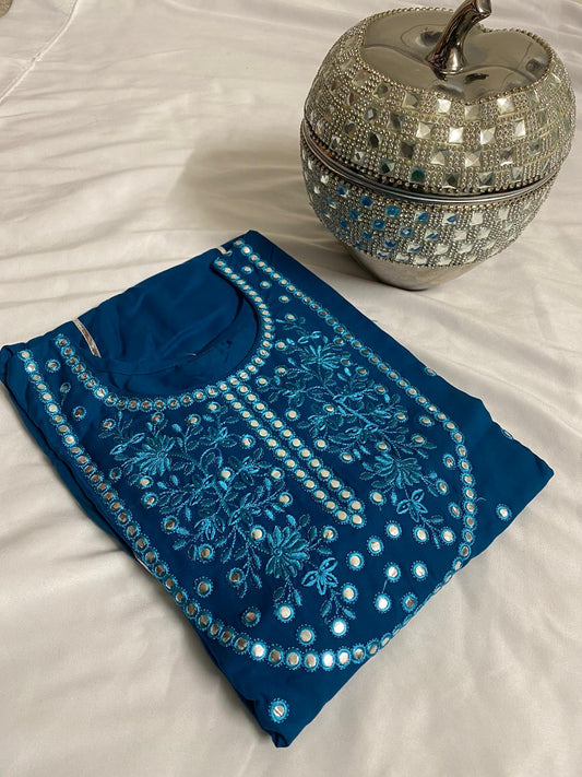 Blue Rayon Anarkali Kurti