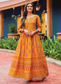 Bright Yellow Silk Print Anarkali Kurti